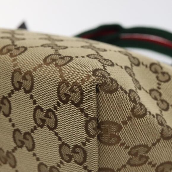 GUCCI GG Canvas Web Sherry Line Hand Bag Beige Silver - Picture 12 of 16